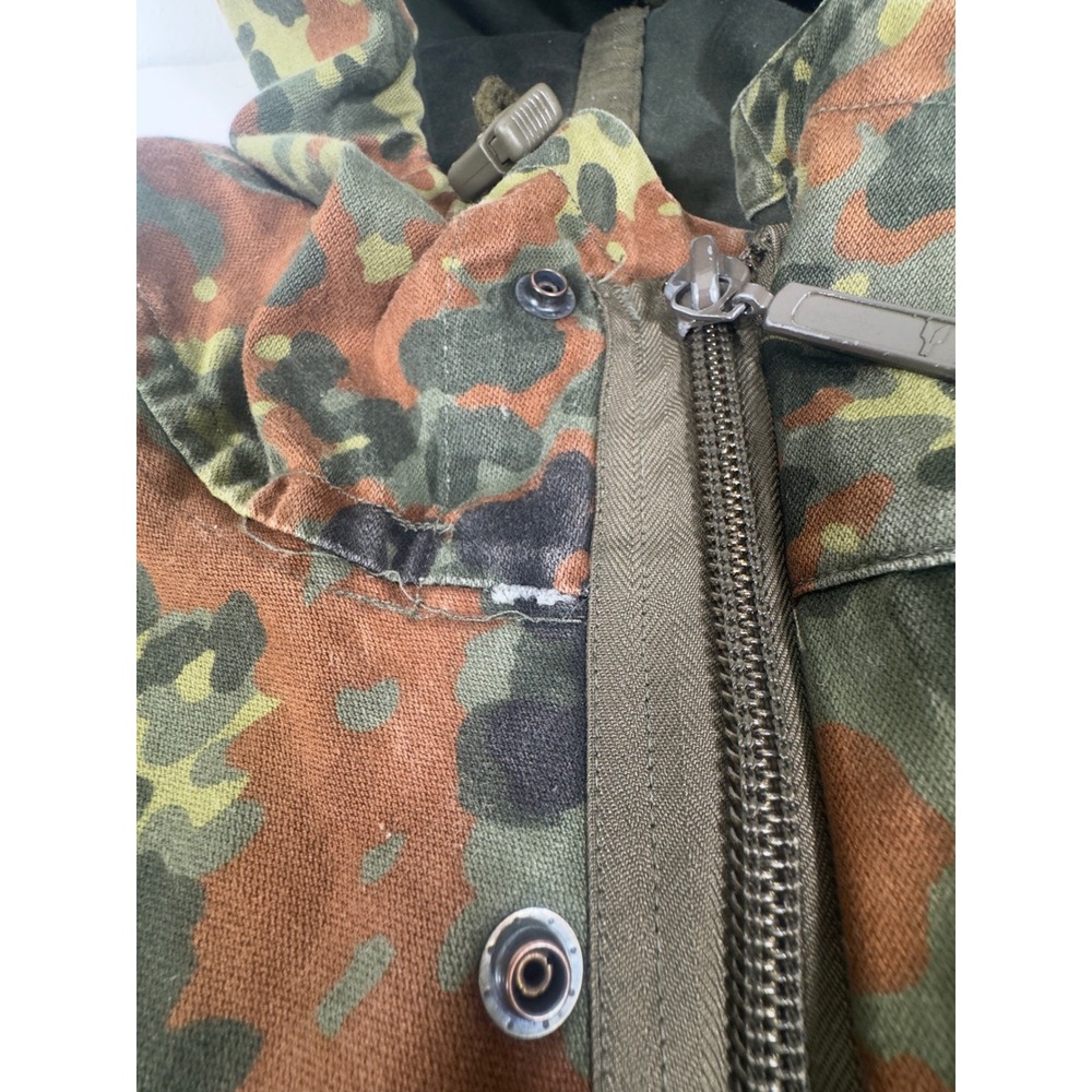 German Military Flecktarn Camo Field Parka Mens L Green Brown Hooded 90s Grunge - Picture 7 of 11
